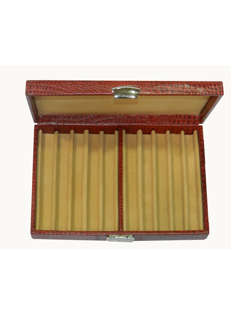 LAVERI LEATHER Laveri 10 Piece Genuine Leather Pen  Case Storage and Fountain Pen , Chain, Braslets Organizer Box with Key Lock - Image 3