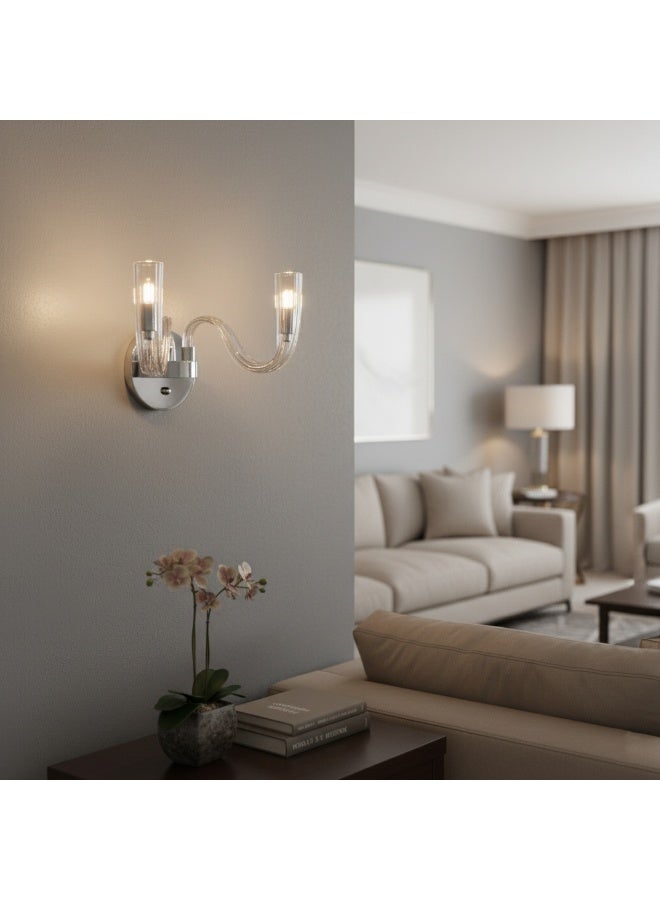 تارجت شمعدان حائط حديث مع زجاج كريستالي شفاف وكروم - Image 1