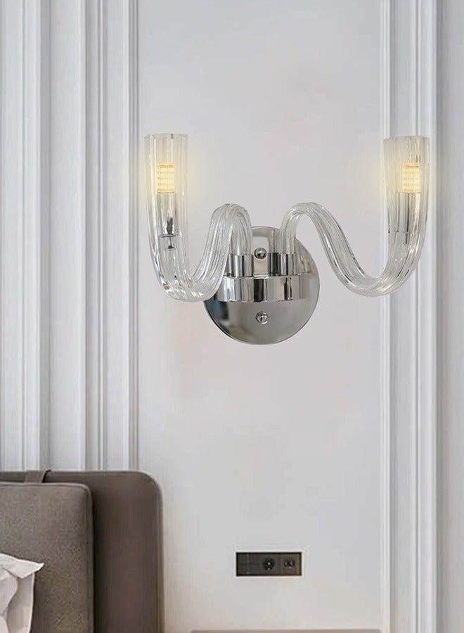 تارجت شمعدان حائط حديث مع زجاج كريستالي شفاف وكروم - Image 3