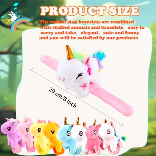Flahard 16 Pcs Plush Animal Slap Bracelet Unicorn Plush Slap Bracelet Unicorn Stuffed Huggers Pat Ring Bulk for Christmas Birthday Favor Animal Party Gift 16 Styles - Image 5