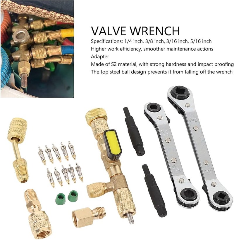 Valve Core Remover Tool 1 4 Inch 3 8 Inch 3 16 5 16 Wrench For AC Repairs - Image 5