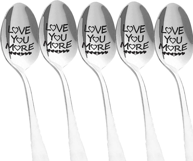 comfrt Love You More Spoon, Love You More Engraved Spoon, Funny Engraved Stainless Steel Spoon, Valentines Day Gifts, Wedding Spoons, 7.5inches, Wedding, for Sister Husband Friends - Image 1