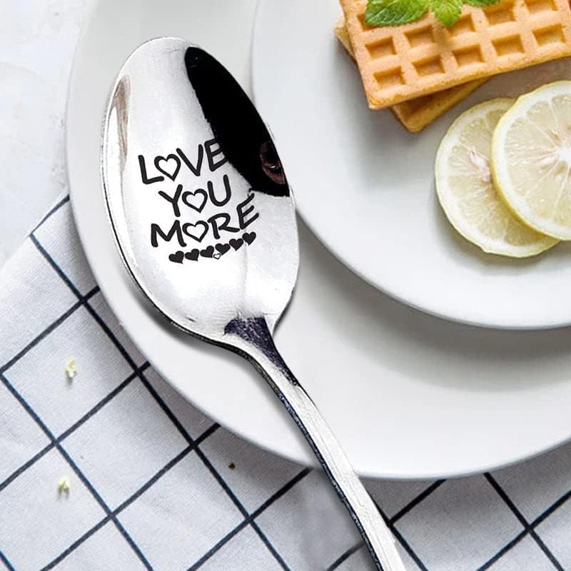 comfrt Love You More Spoon, Love You More Engraved Spoon, Funny Engraved Stainless Steel Spoon, Valentines Day Gifts, Wedding Spoons, 7.5inches, Wedding, for Sister Husband Friends - Image 2