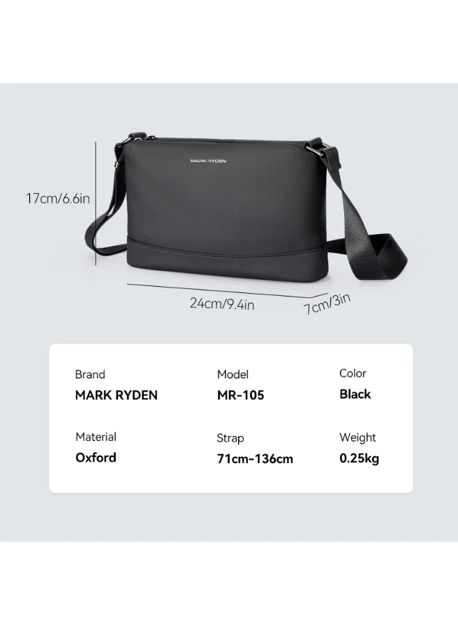 مارك رايدن Mark Ryden MR-105 Crossbody Chest Bag for Men - حقيبة حبال خفيفة الوزن ومقاومة للماء للسفر وركوب الدراجات والاستخدام اليومي - نسيج أكسفورد، سحاب YKK، جيب مضاد للسرقة - سلسلة السفر الخفيفة