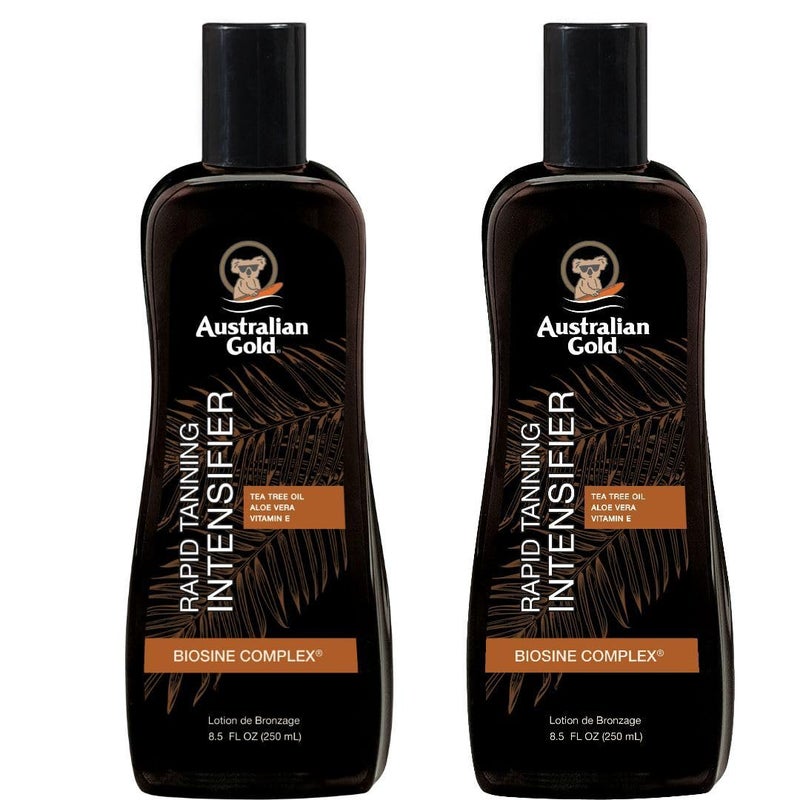 لوشن مكثف لتسمير البشرة السريع من أستراليا جولد 85 أونصة سائلة مع زيت شجرة الشاي والألوة فيرا وفيتامين E عبوة 2