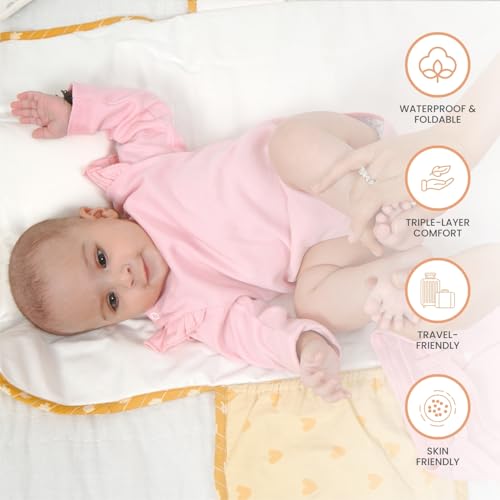 Tidy Sleep Baby Portable Diaper Changing Mat – Waterproof, Foldable Travel Mat with Storage Pockets & Soft Padding Pillow–Easy-to-Carry Changing Station Organizer for Newborns & Toddlers (Galactic Love) - Image 2