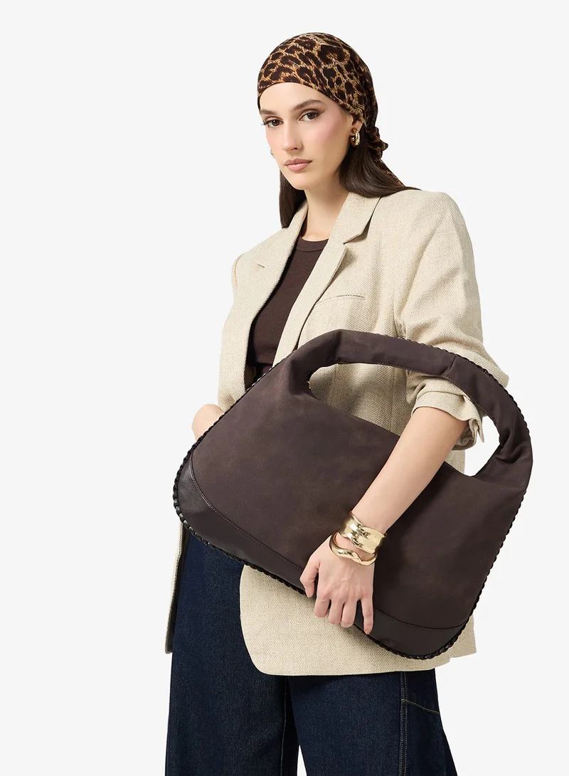 ايلا حقيبة كتف سويدي بتفاصيل خرز