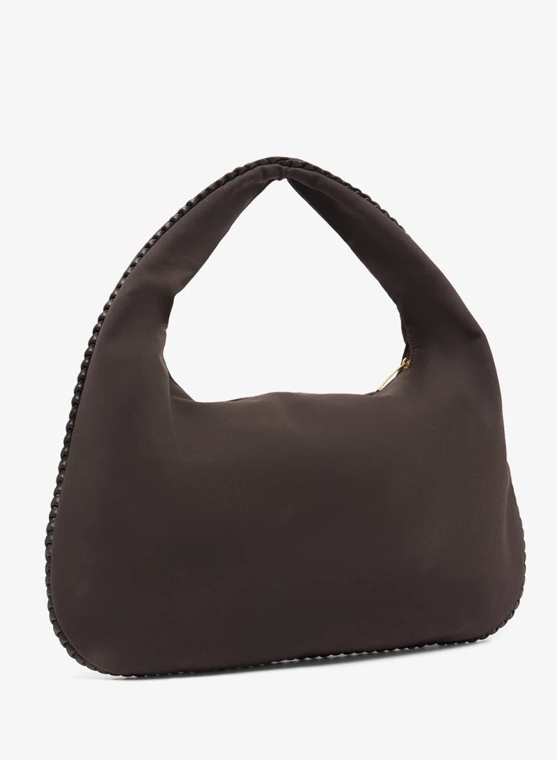 ELLA Mocha Suede Slouch Shoulder Bag With Bead Detailing for Women | Best Price UAE