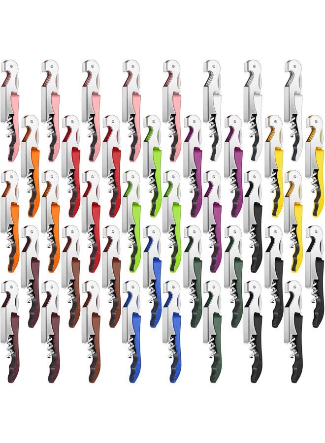 Honoson 40 Pieces Wine Key Opener Corkscrew Wine Opener Waiter Metal Bottle Wine Opener Heavy Wine Key Fold Beer Corkscrew Serrated Foil Cutter Key for Home Restaurants Bars Waiter Bartenders (Bright Colors) - Image 1
