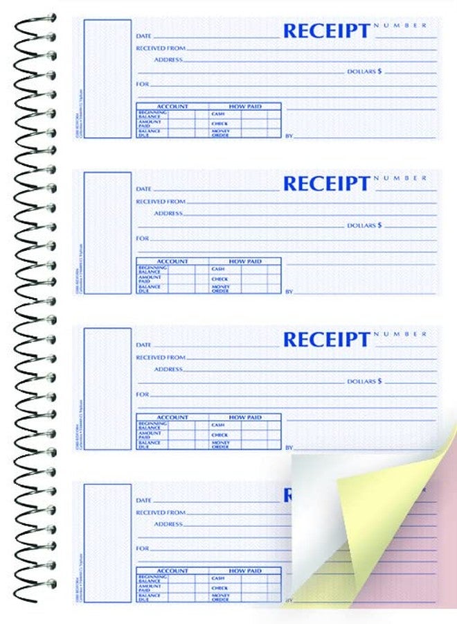 Rediform S16444WCL Spiralbound Unnumbered Money Receipt Book, 7 x 2 3/4, Three-Part, 120 Sets/Book - Image 4