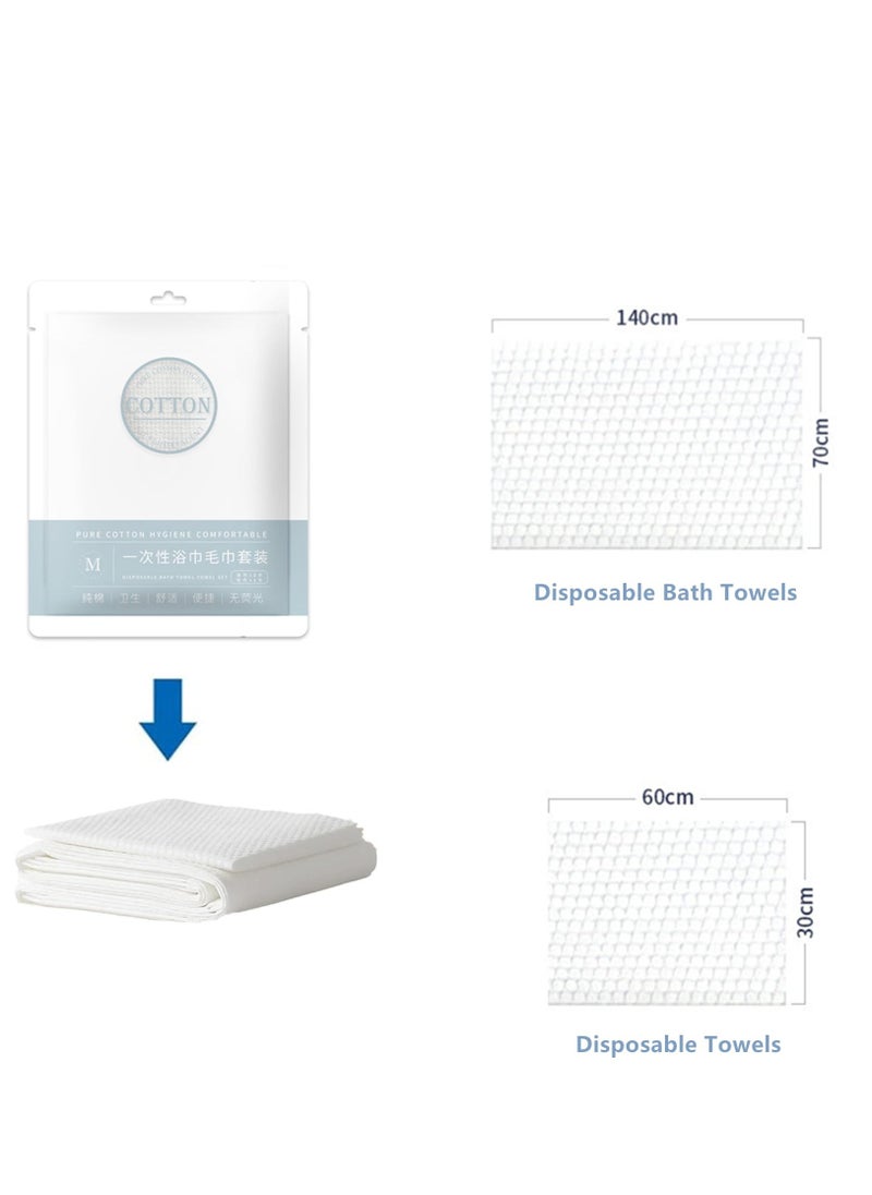 SYOSI - Disposable Bath Towels +Face Towels Set, Single Packing Travel Disposable Bath Towels, Health and Safety Non Woven Thicken Disposable Bath Towel for Hotel Spa Beach Sauna Gym Camping (6 Set) - Image 1