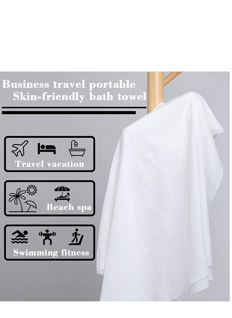 SYOSI - Disposable Bath Towels +Face Towels Set, Single Packing Travel Disposable Bath Towels, Health and Safety Non Woven Thicken Disposable Bath Towel for Hotel Spa Beach Sauna Gym Camping (6 Set) - Image 1