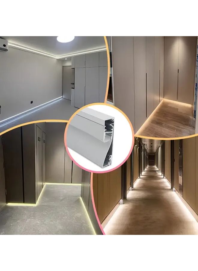 3pcs 3.3ft 1m LED Strip Aluminum Channel with 60mm Tall Kickstand Line Decorative Ambient Light Black Aluminum Shell White Lamp Shade - Image 5