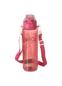 EYUN Keep going sports water bottle plastic leak proof unisex for gym office outdoor school with strap 1 l pink  - Image 2