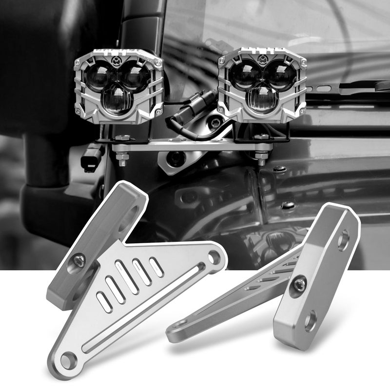NKCELL POWER JK APillar Windshield Hinge Mounting Dual Light Brackets for 20072017 Wrangler JK CNC Aluminum Alloy Bracket for Truck LED Fog Light Ditch Work Driving Lights2PCS Silver - Image 2