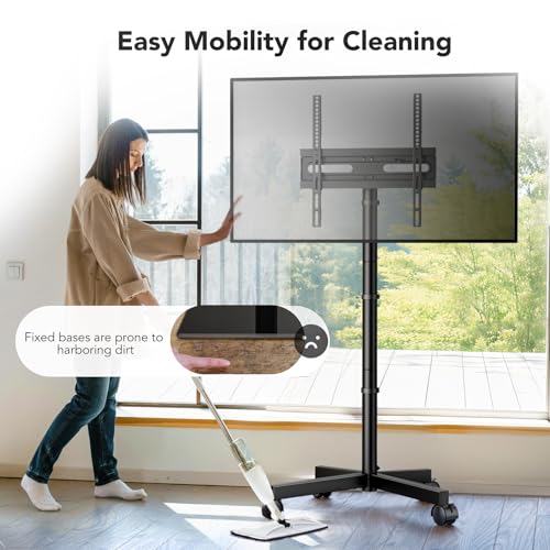AX WABER Mobile TV Cart Stand with Wheels for 23-60" tvs, Height Adjustable, Portable Floor Stand Holds up to 88 lbs, Rolling TV Mount max VESA 400x400mm - Image 5