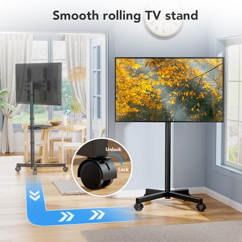 AX WABER Mobile TV Cart Stand with Wheels for 23-60" tvs, Height Adjustable, Portable Floor Stand Holds up to 88 lbs, Rolling TV Mount max VESA 400x400mm - Image 4