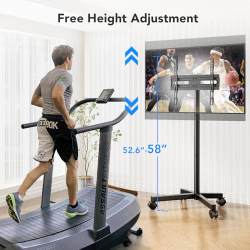 AX WABER Mobile TV Cart Stand with Wheels for 23-60" tvs, Height Adjustable, Portable Floor Stand Holds up to 88 lbs, Rolling TV Mount max VESA 400x400mm - Image 2