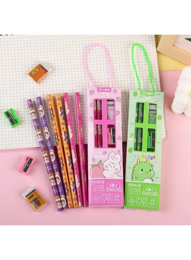School Supplies Set Pencil Ruler Kindergarten Primary School Students Back-To-School Graduation Season Portable Stationery Small Gift Storage - Image 2