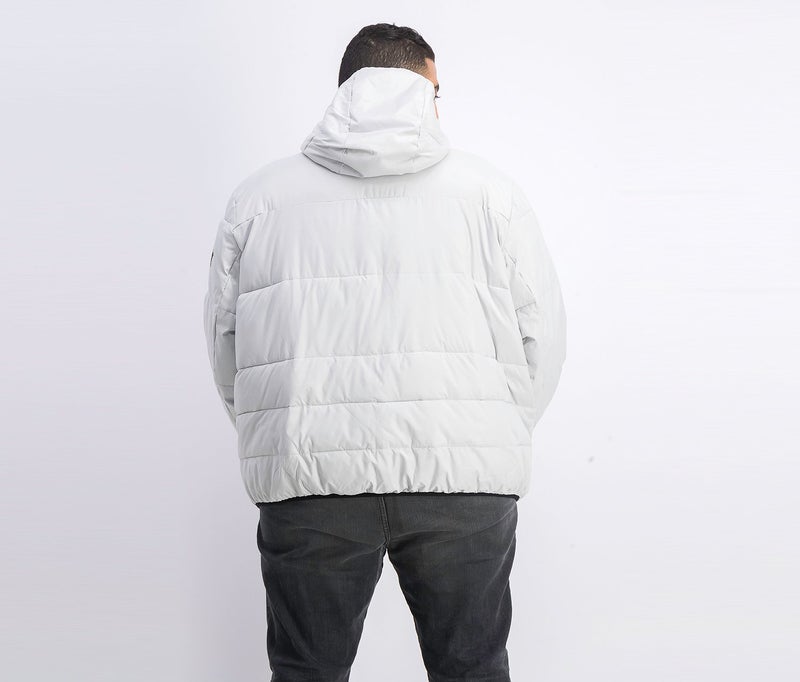 DKNY Men Big and Tall Hooded Puffer Jacket, Silver - Image 4