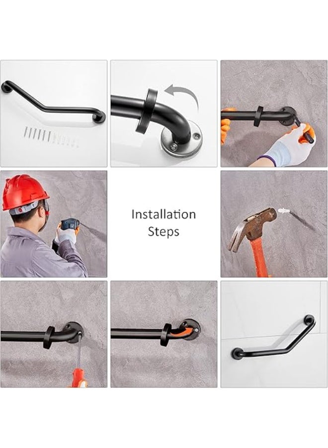18.5-Inch 135 Angled Stainless Steel Grab Bar, Black - Image 4