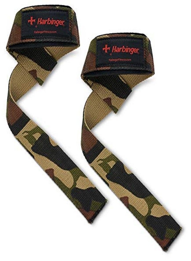 Harbinger Padded Cotton Lifting Straps with NeoTek Cushioned Wrist (Pair), Camo - Image 1