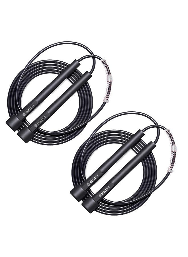 Boldfit Skipping Rope for Men and Women Jumping Rope With Adjustable Height Speed Skipping Rope for Kids, Women, Girls Rassi Jumping Men for Exercise, Gym, Sports Fitness - Black, PVC - Pack of 2 - Image 1