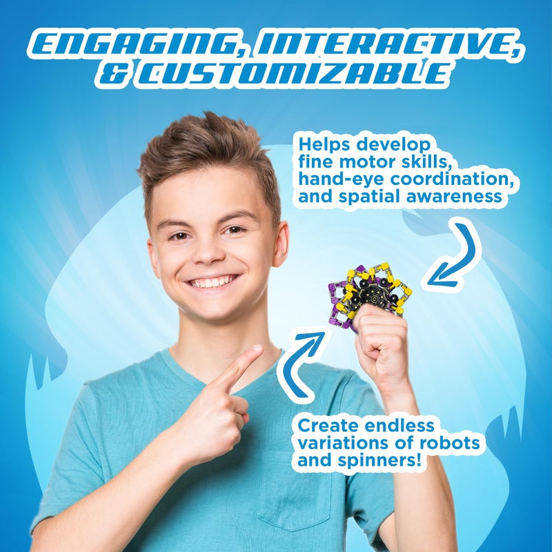 Stomp Rocket Robo Spinner Easter Basket Stuffers for Kids, Teens & Adults, Transformable Fidget Spinner, 4-Pack - Transformer Robot Fidget Toy for Kids - Cool Sensory Gadgets - Spinning STEM Gifts & Party Favors - Image 4