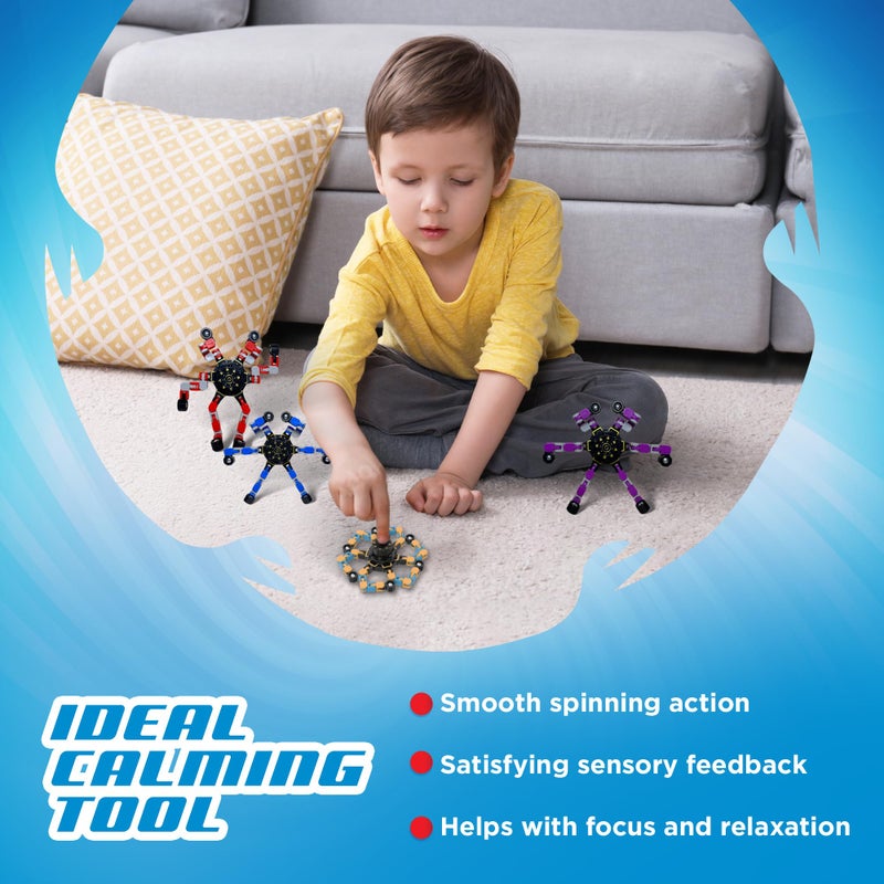 Stomp Rocket Robo Spinner Easter Basket Stuffers for Kids, Teens & Adults, Transformable Fidget Spinner, 4-Pack - Transformer Robot Fidget Toy for Kids - Cool Sensory Gadgets - Spinning STEM Gifts & Party Favors - Image 3