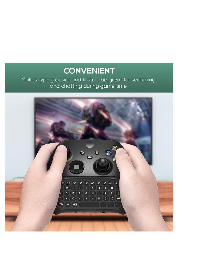 KASTWAVE Keyboard Compatible with Xbox Series X/S/Xbox One/One S Controller,2.4G USB Gamepad keyboard with Headset Jack and 3.5mm Audio Jack,QWERTY Keyboard Mini Digital Keyboard- Black - Image 3