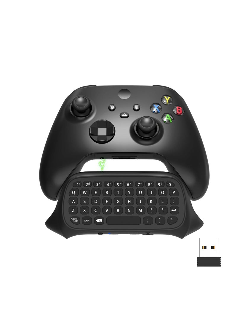 KASTWAVE Keyboard Compatible with Xbox Series X/S/Xbox One/One S Controller,2.4G USB Gamepad keyboard with Headset Jack and 3.5mm Audio Jack,QWERTY Keyboard Mini Digital Keyboard- Black - Image 1