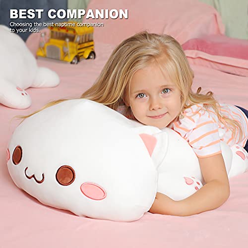 Onsoyours Cute Kitten Plush Toy 25.5" Stuffed Animal Pet Kitty Soft Anime Cat Large Plush Pillow for Kids (White A, 25.5") - Image 3