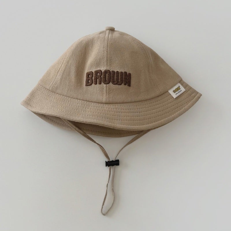 Childrens Embroidered Sun Hat Alphabet Design Fishing Cap - UV Protection 4 Cm Wide Brim Toddler Hat for Spring Autumn Outdoor Wear - Image 1