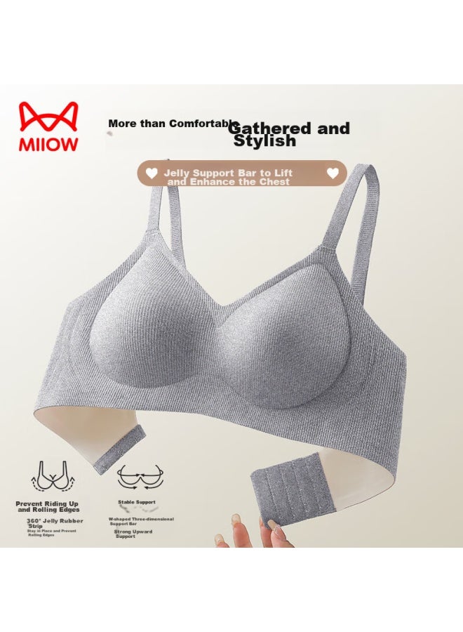 MIIOW Miiow Women's Bra, Push-up For Small Breasts, Seamless, Wireless, Lift And Support, Anti-sagging, Sexy, Push-up Brassiere, Dark Gray, Size M - Image 4
