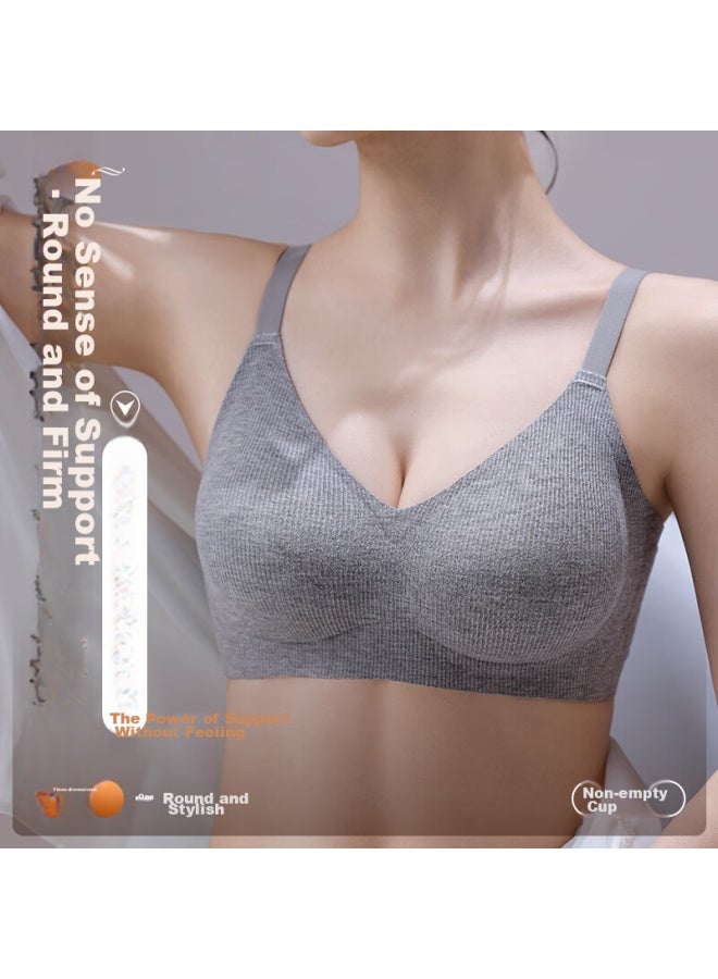 MIIOW Miiow Women's Bra, Push-up For Small Breasts, Seamless, Wireless, Lift And Support, Anti-sagging, Sexy, Push-up Brassiere, Dark Gray, Size M - Image 2