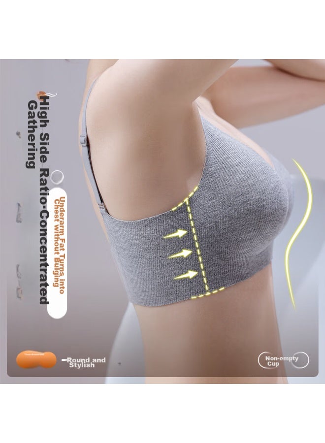 MIIOW Miiow Women's Bra, Push-up For Small Breasts, Seamless, Wireless, Lift And Support, Anti-sagging, Sexy, Push-up Brassiere, Dark Gray, Size M - Image 3