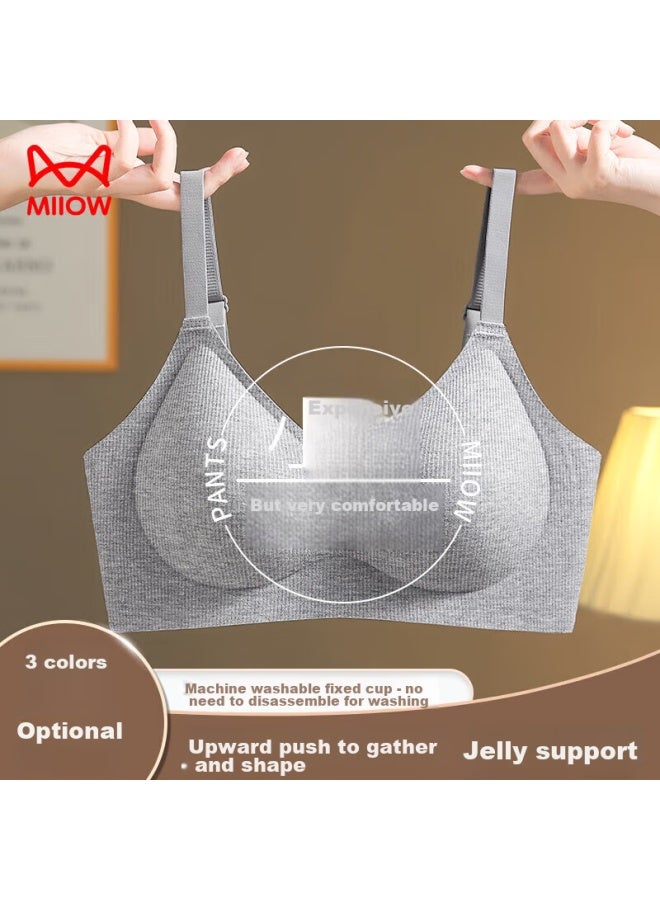 MIIOW Miiow Women's Bra, Push-up For Small Breasts, Seamless, Wireless, Lift And Support, Anti-sagging, Sexy, Push-up Brassiere, Dark Gray, Size M - Image 1