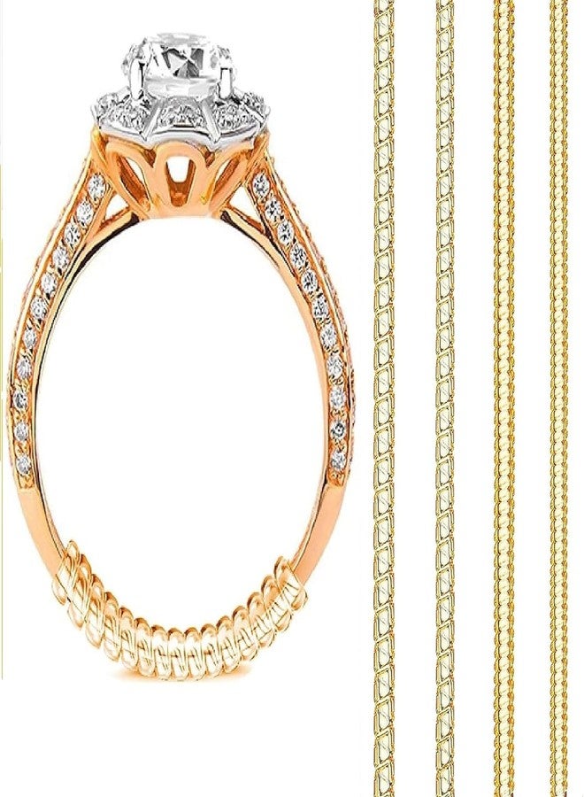 Tendula Invisible Ring Size Adjuster for Loose Rings 4 Sizes Fit Almost Any Ring Spiral Silicone Tightener Set with Polishing Ring Guards for Women and Men (Gold(4-pcs)) - Image 1