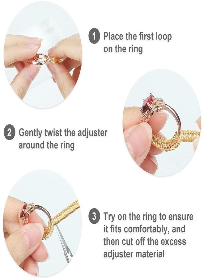 Tendula Invisible Ring Size Adjuster for Loose Rings 4 Sizes Fit Almost Any Ring Spiral Silicone Tightener Set with Polishing Ring Guards for Women and Men (Gold(4-pcs)) - Image 3