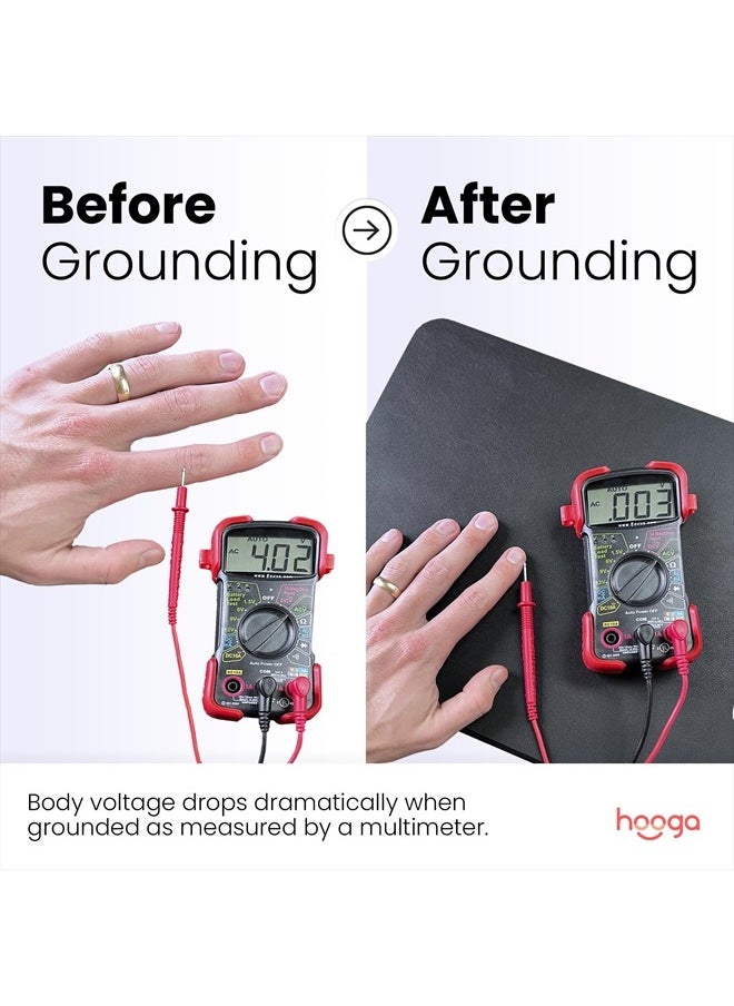 hooga Hooga Grounding Mat for Sleep, Energy, Pain Relief, Inflammation, Balance, Wellness. Earth Connected Therapy. Indoor Grounding at Home, Office, Work. 15 Foot Cord Included. Conductive Carbon  - Image 4