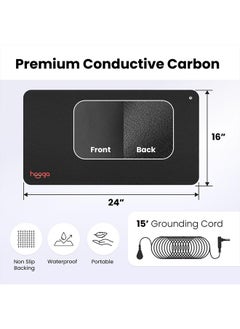 hooga Hooga Grounding Mat for Sleep, Energy, Pain Relief, Inflammation, Balance, Wellness. Earth Connected Therapy. Indoor Grounding at Home, Office, Work. 15 Foot Cord Included. Conductive Carbon  - Image 3