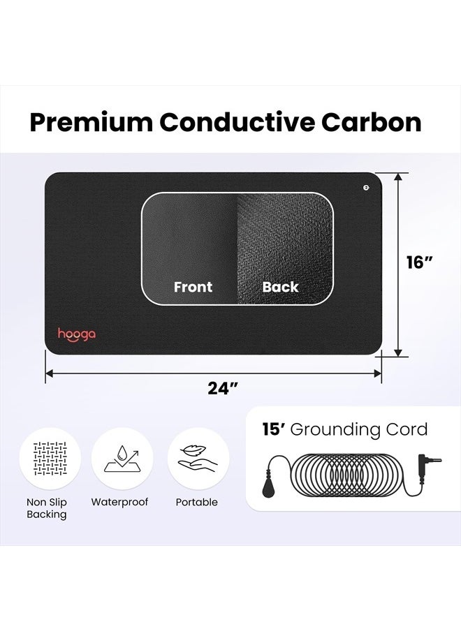 hooga Hooga Grounding Mat for Sleep, Energy, Pain Relief, Inflammation, Balance, Wellness. Earth Connected Therapy. Indoor Grounding at Home, Office, Work. 15 Foot Cord Included. Conductive Carbon  - Image 3