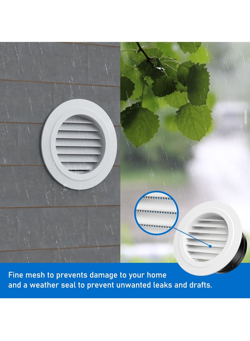 SYOSI 4 Pcs Round Air Vents, 6 Inch Soffit Vent Cover, ABS Louver Grille Cover with Built-in Fly Screen Mesh, for Bathroom/Office/Kitchen Ventilation - Image 4