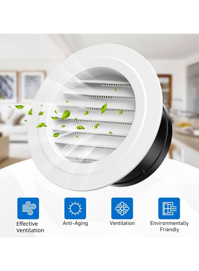 SYOSI 4 Pcs Round Air Vents, 6 Inch Soffit Vent Cover, ABS Louver Grille Cover with Built-in Fly Screen Mesh, for Bathroom/Office/Kitchen Ventilation - Image 2