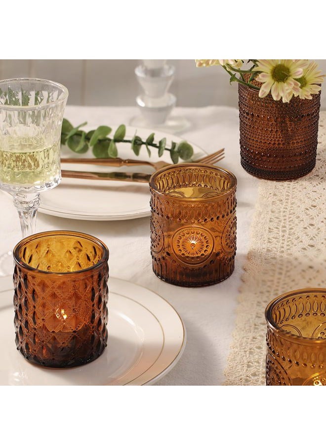 DARJEN 12 Pack Amber Candle Jars for Making Candles- 3 Styles Glass Candle Making Jars Bulk with Bamboo Lids and Labels, Candle Making Supplies Candle Vessels for Home Decor - Image 3