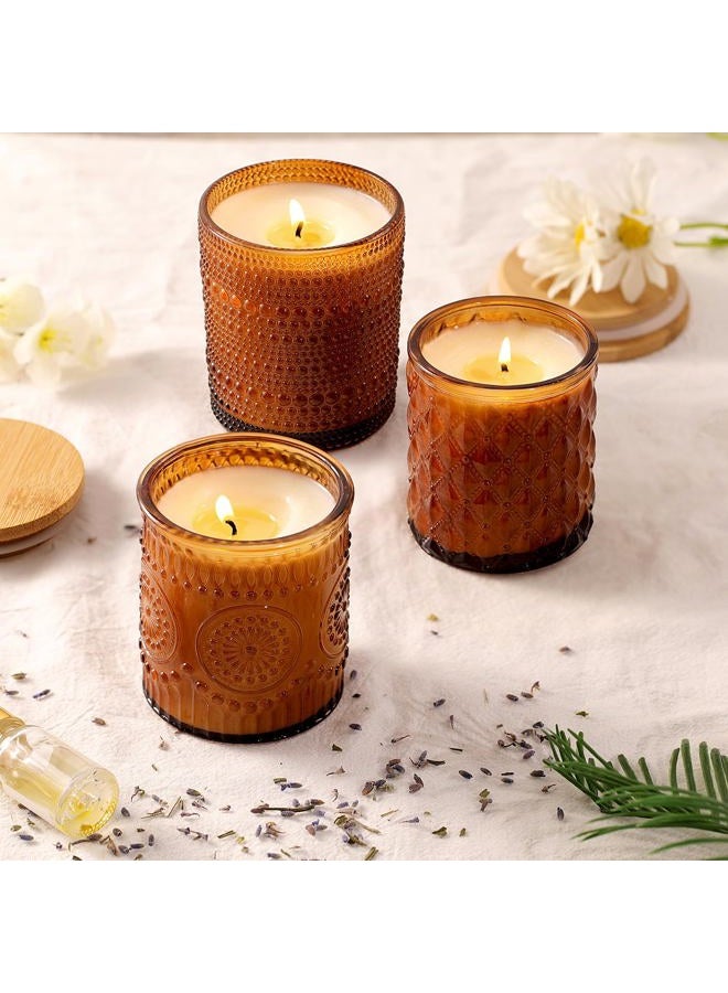 DARJEN 12 Pack Amber Candle Jars for Making Candles- 3 Styles Glass Candle Making Jars Bulk with Bamboo Lids and Labels, Candle Making Supplies Candle Vessels for Home Decor - Image 4