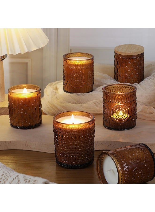 DARJEN 12 Pack Amber Candle Jars for Making Candles- 3 Styles Glass Candle Making Jars Bulk with Bamboo Lids and Labels, Candle Making Supplies Candle Vessels for Home Decor - Image 5