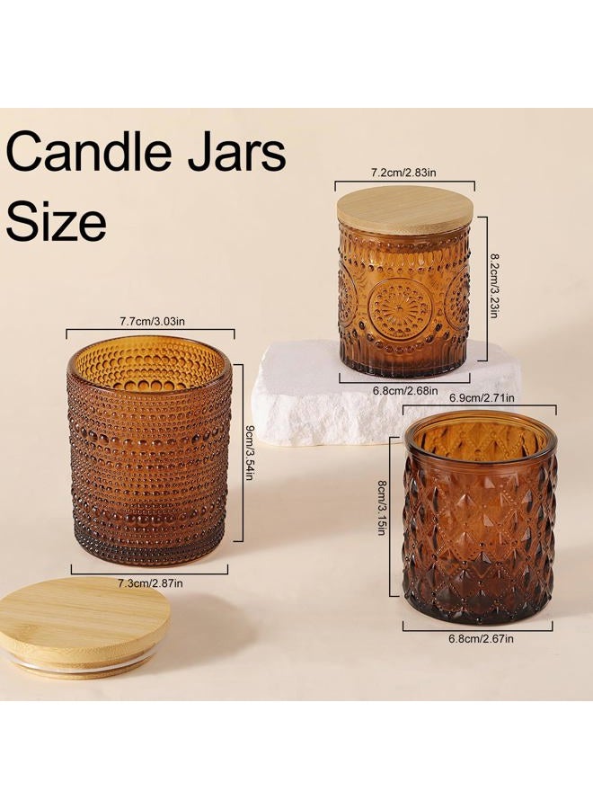 DARJEN 12 Pack Amber Candle Jars for Making Candles- 3 Styles Glass Candle Making Jars Bulk with Bamboo Lids and Labels, Candle Making Supplies Candle Vessels for Home Decor - Image 2