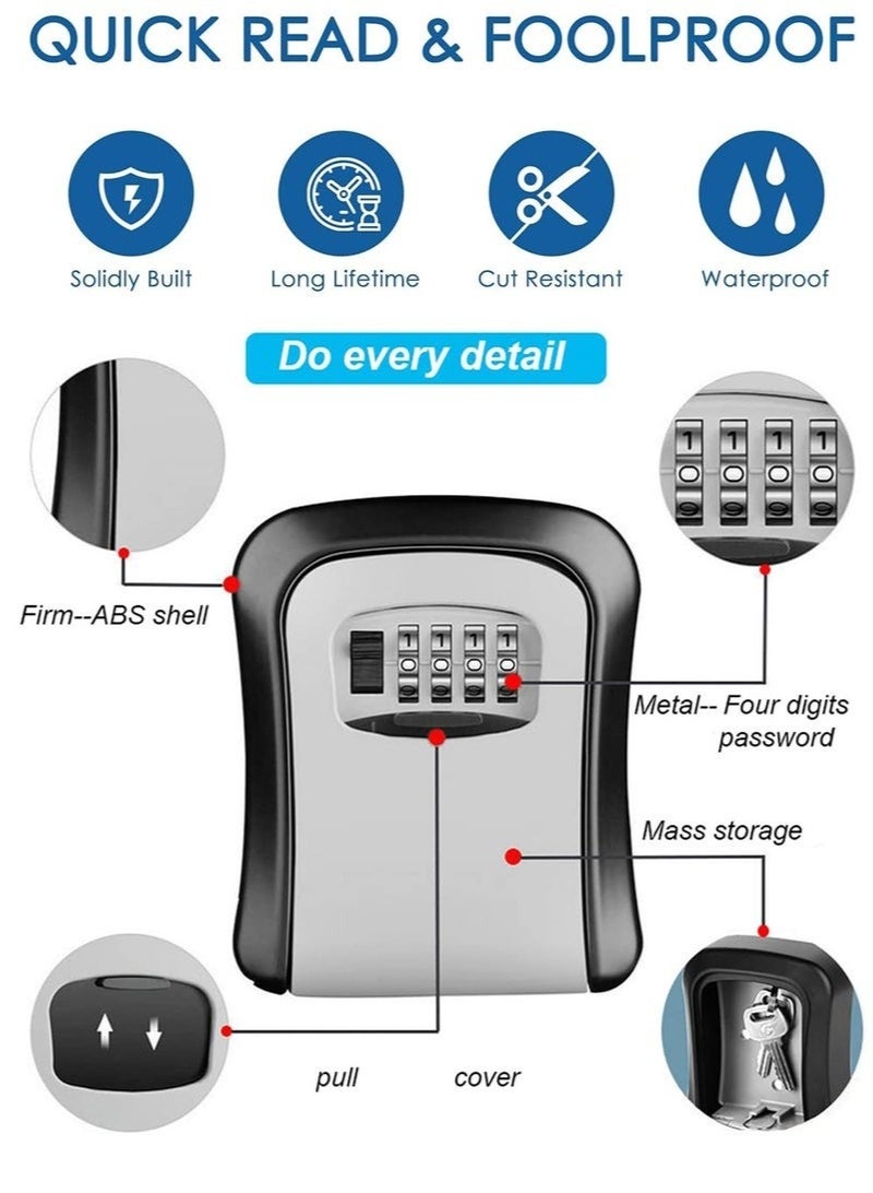 Happy Home Wall Mounted Key Lock Box with 4 Digit Combination – Waterproof Outdoor Key Storage Safe Lockbox – Secure Key Holder for Up to 5 Keys – Ideal for Home, Office, Garage, Real Estate, and Rental Properties - Image 2