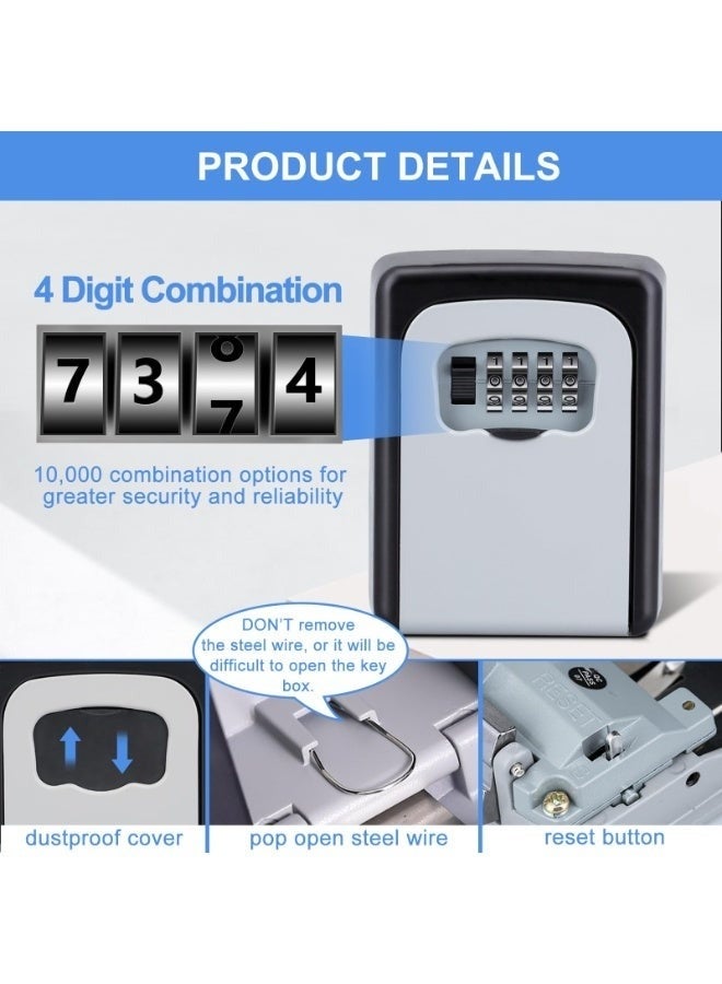 Happy Home Wall Mounted Key Lock Box with 4 Digit Combination – Waterproof Outdoor Key Storage Safe Lockbox – Secure Key Holder for Up to 5 Keys – Ideal for Home, Office, Garage, Real Estate, and Rental Properties - Image 4